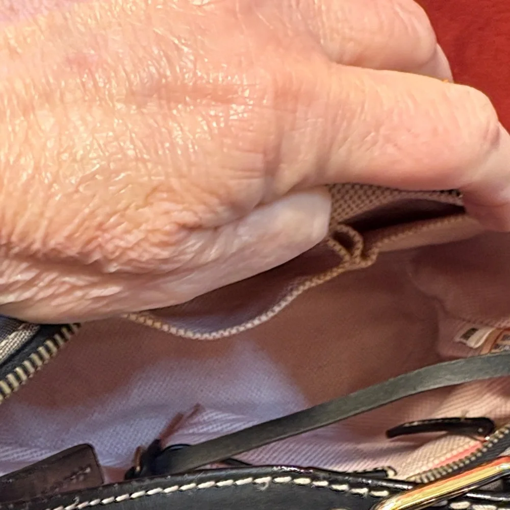Dooney & Bourke Tan and Black Logo Hobo Bag